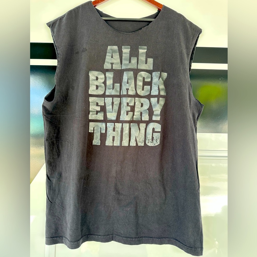 All Black Everything Cutoff Gym Shirt Size 2XL